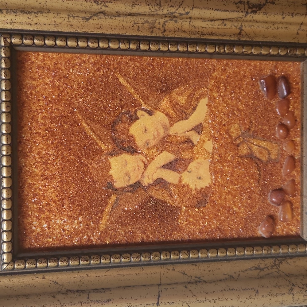 Gold and Brown Framed Angel Artwork Amber Handmade In UKRAINE